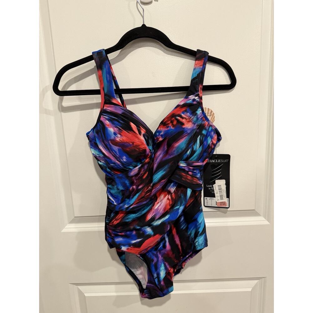 Miraclesuit Fuego Flora Revele One Piece Swimsuit Tummy Control Multicolor Sz 10